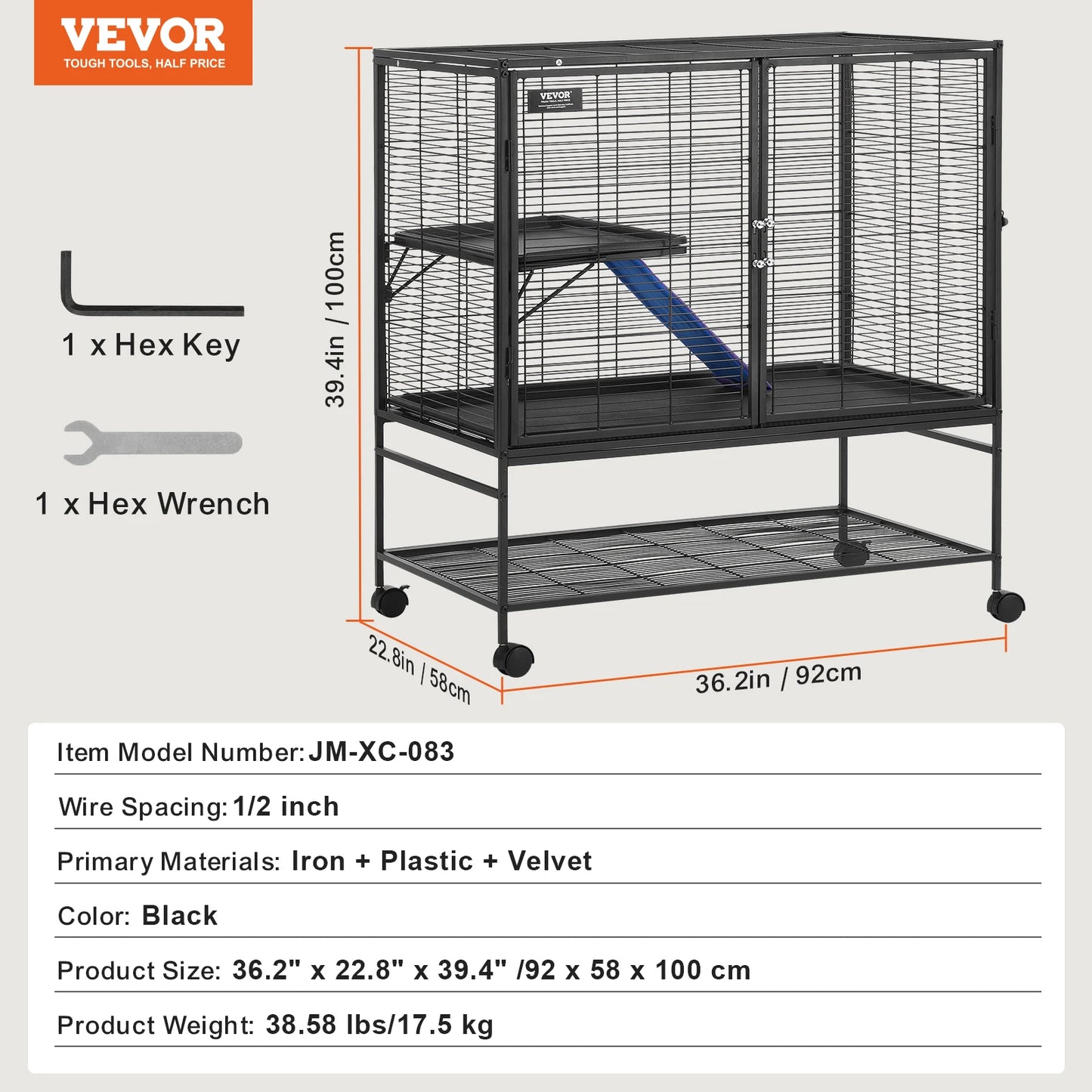 SucceBuy Ferret Cage 4-Tier Rolling Metal Cage for Small Animals