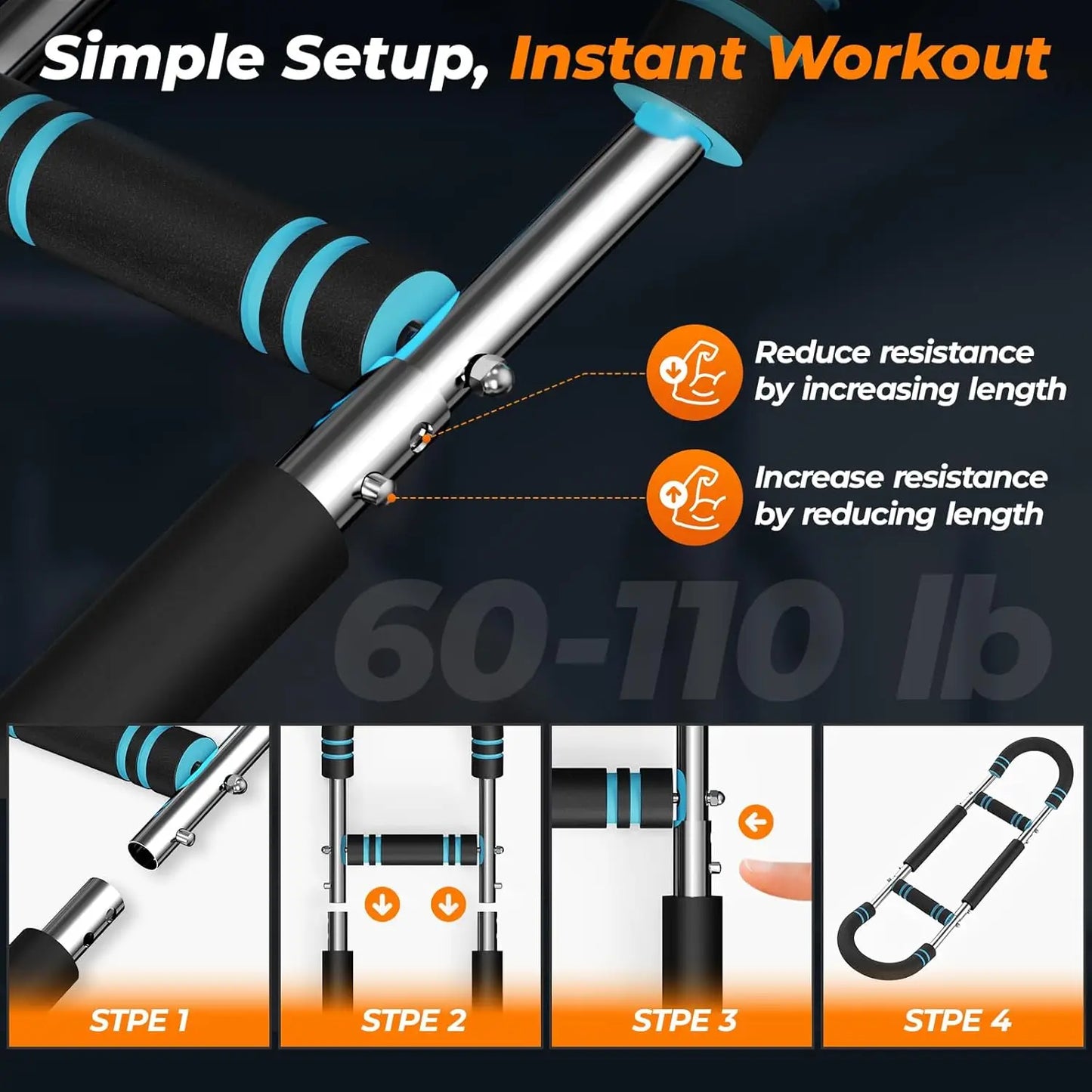 U Shape Arm Trainer With Adjustable Resistance For Upper Body Workout