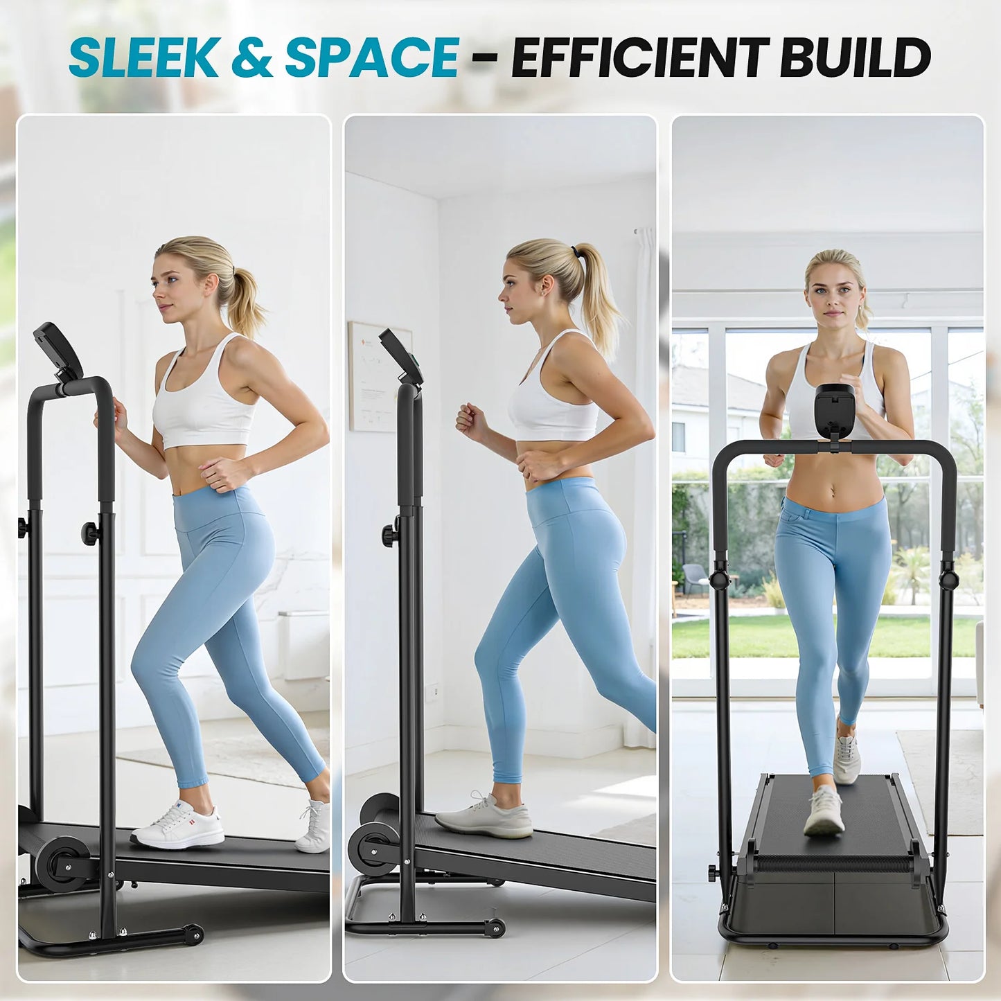 AKLUER Non Motorized Foldable Treadmill With Dual Flywheels