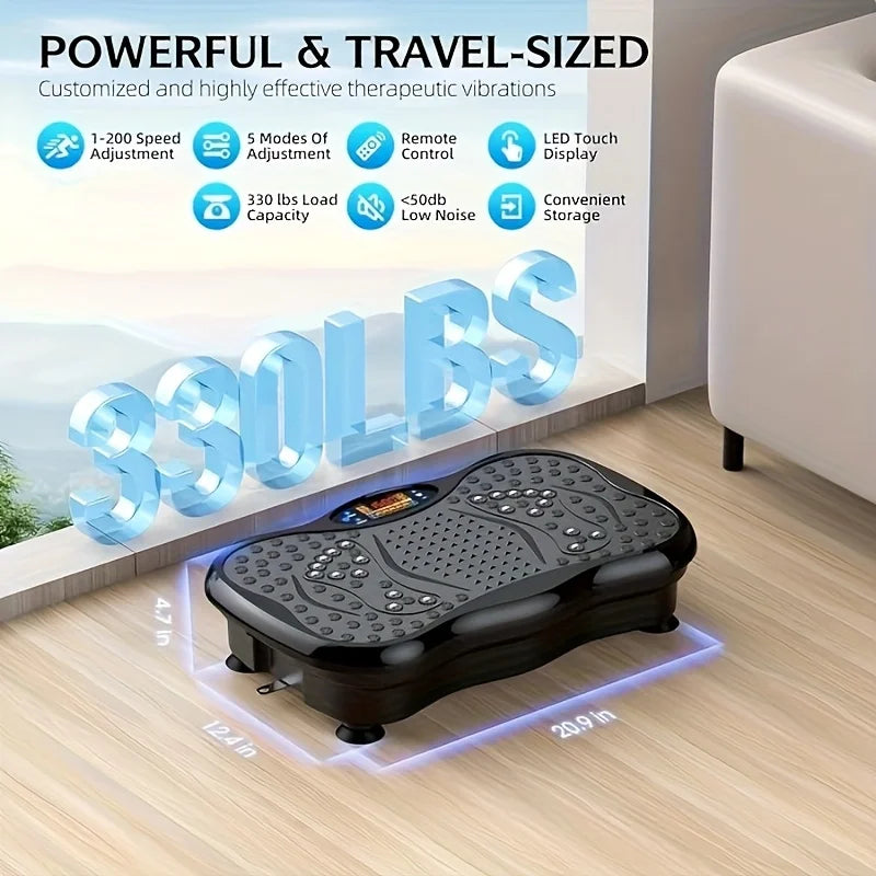 BZEQ Compact Vibration Platform With Resistance Bands For FullBody Workout
