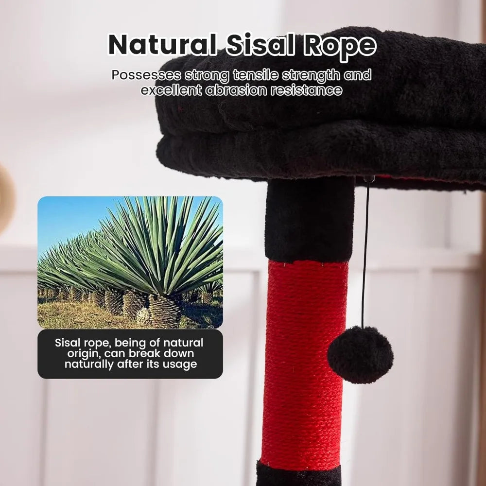 NBVCX Heavy Duty Cat Tree Tower With Hammock Sisal Scratching Post
