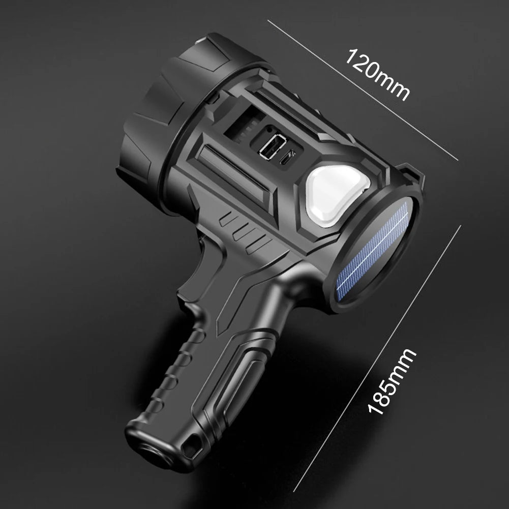 LED Camping Flashlight Emergency Power Bank Waterproof Camping Solar Flashlight 1800mAh Light Last Up To 4-5H with Power Display