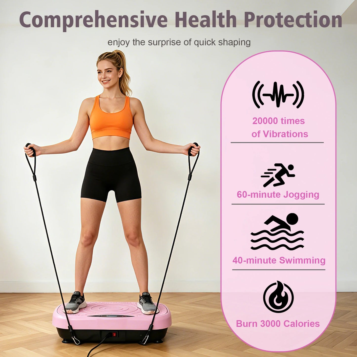 Portable Vibration Plate Exercise Machine With Bluetooth Bands And Straps