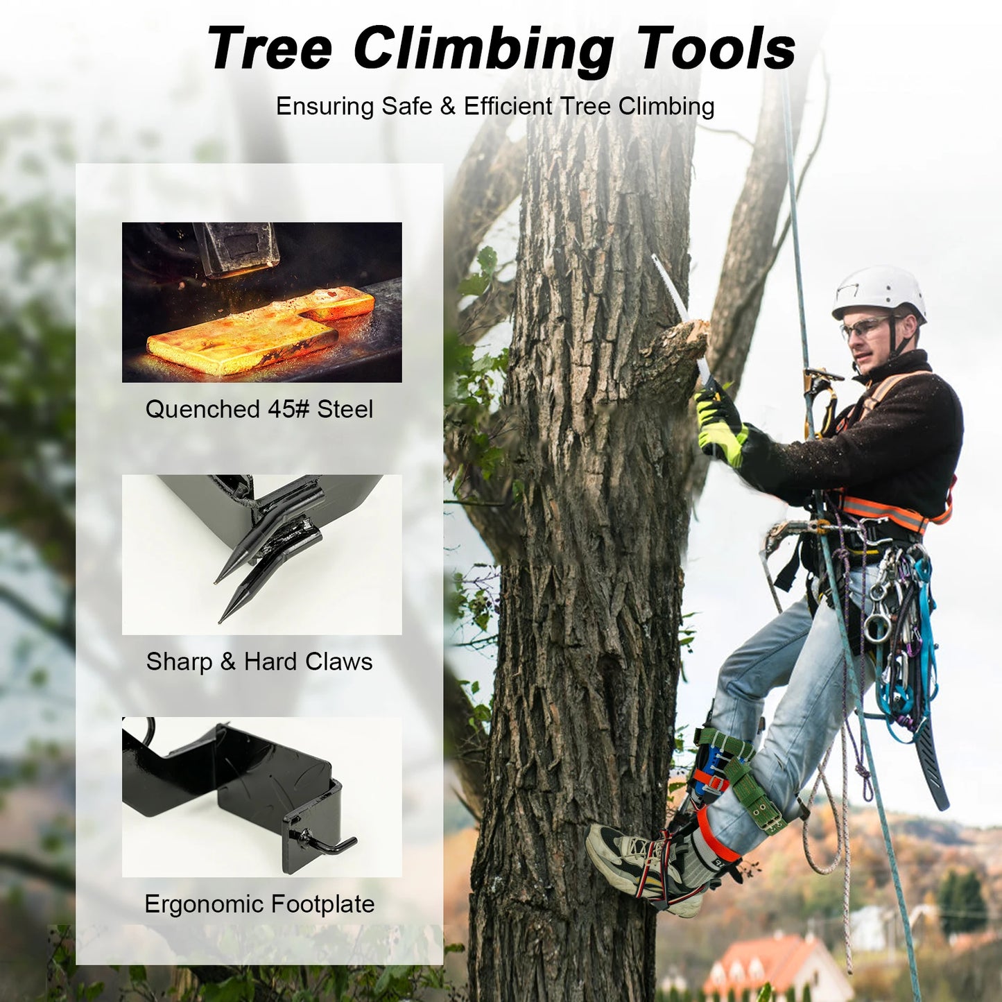 Tree Climbing Spikes Kit With Safety Belt Harness 220lb