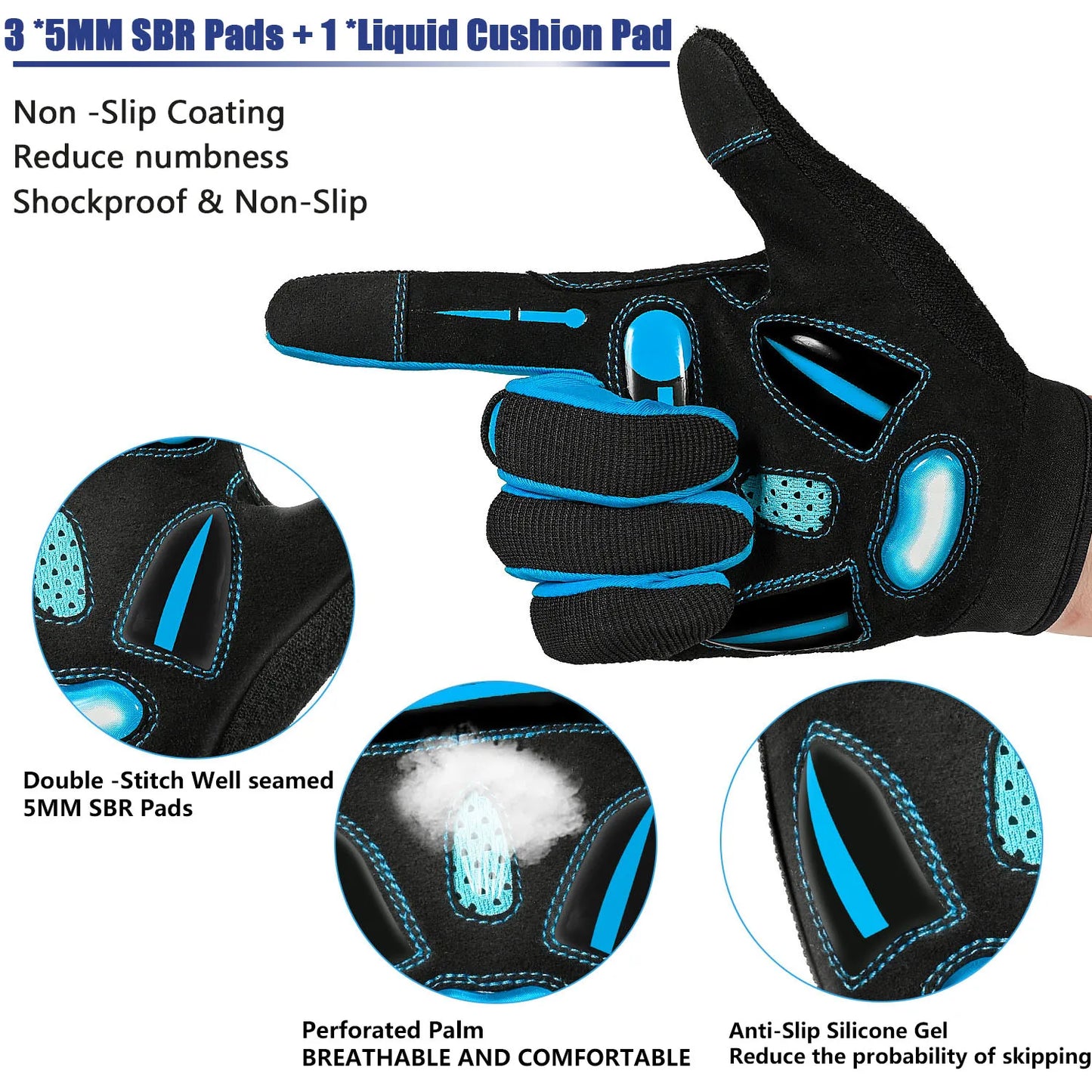 Racing Gloves Motocross Breathable Non Slip MTB Road Bike Unisex Touch Screen