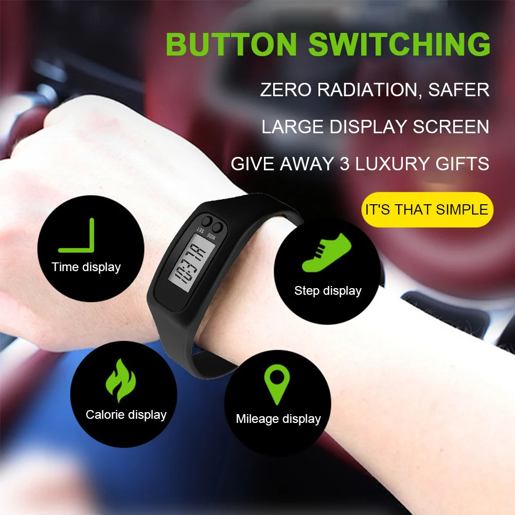 LED Pedometer Bracelet Step Counter For Outdoor Fitness