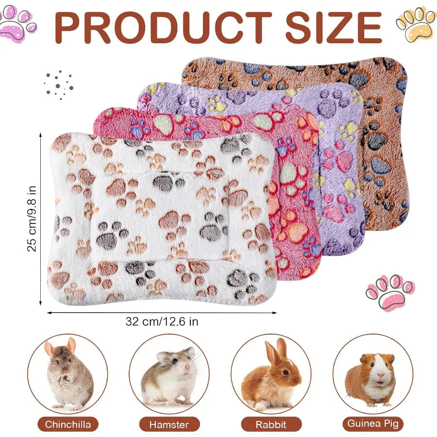 8 Pcs Reversible Fleece Bed Mat for Small Indoor Pets Including Guinea Pigs Cats and Dogs Warm Washable Soft Cushion for Kennel