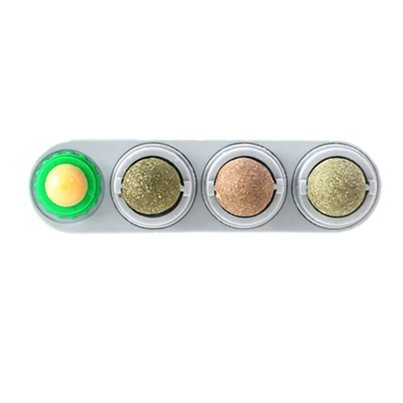 Rotating Catnip Silver Vine Ball Toy Wall Stick On