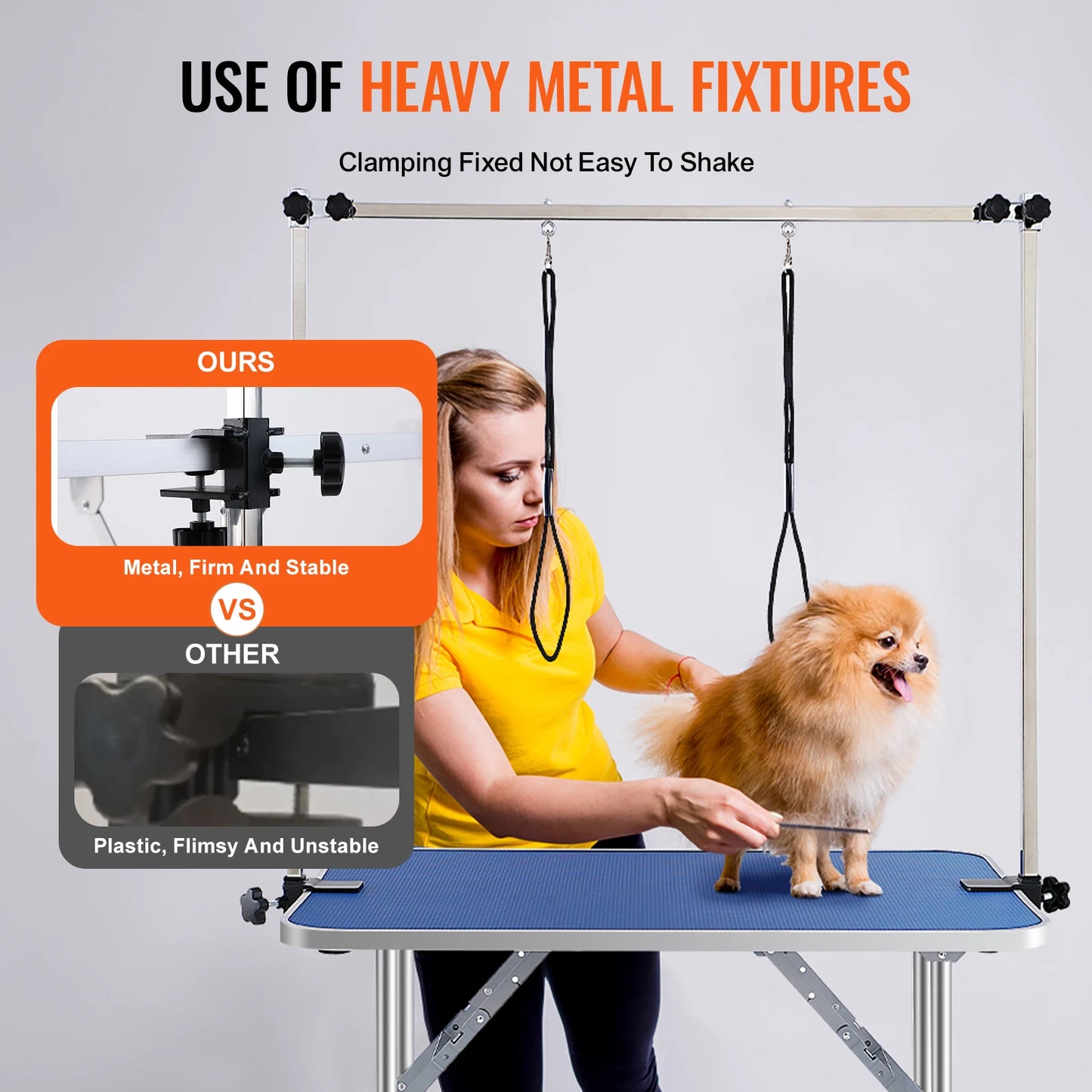 SucceBuy Dual Arm Pet Grooming Table With Foldable Dog Stand