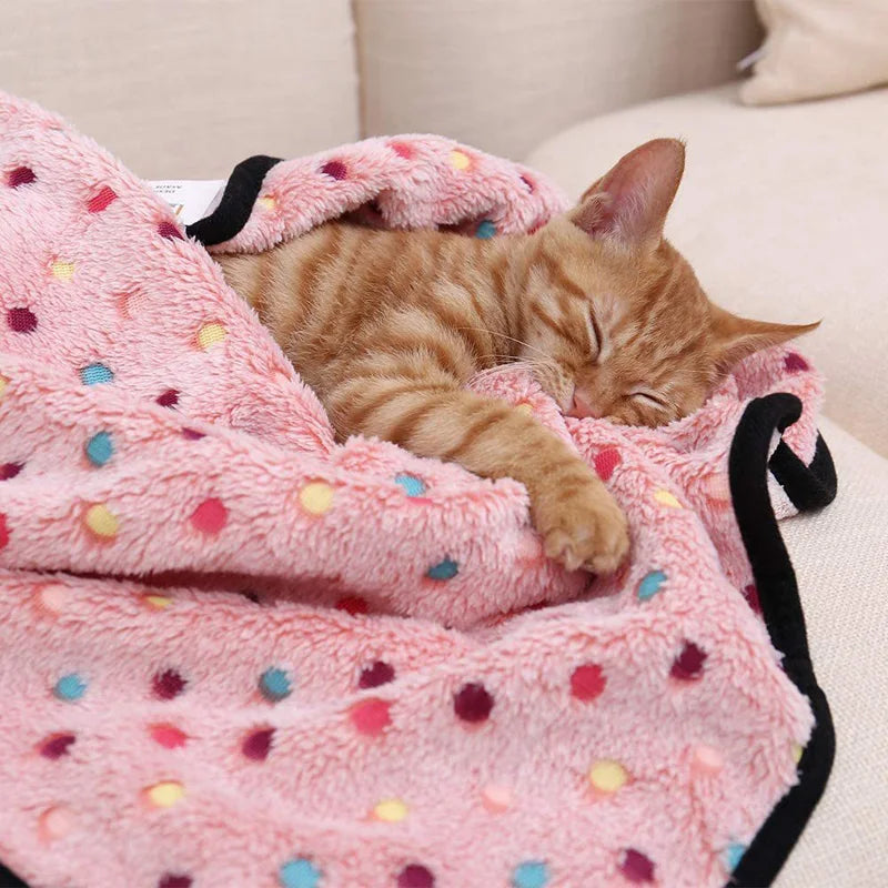Soft Fluffy Pet Blanket Dot Pattern For Cats And Dogs