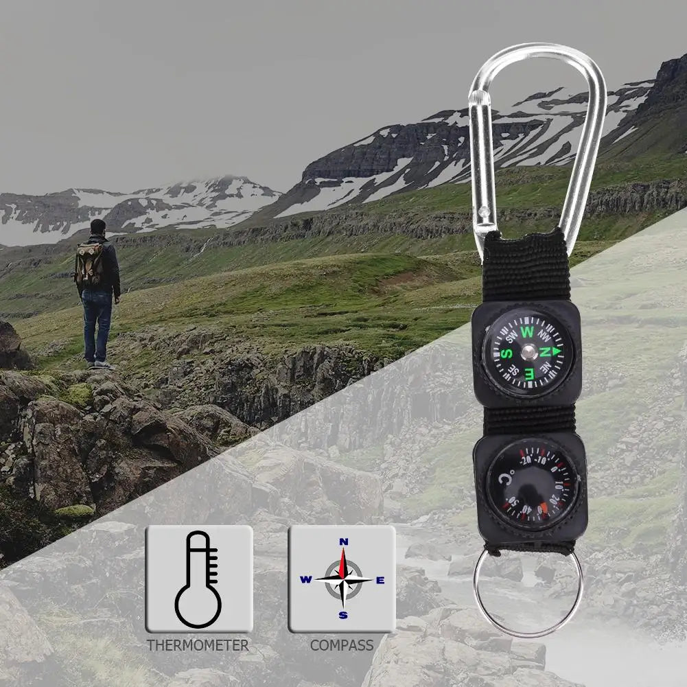 3 In 1 Keychain Carabiner With Compass And Thermometer