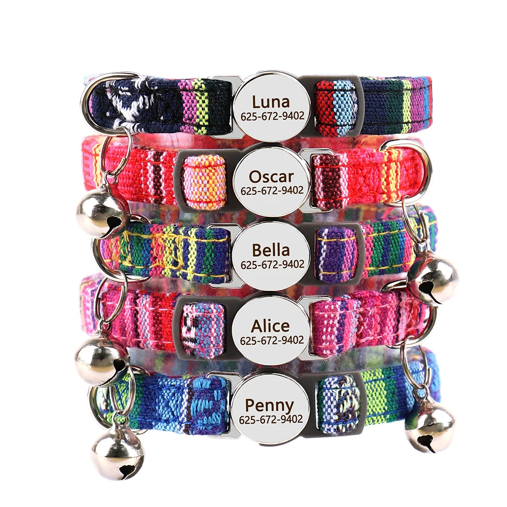 Quick Release Nylon Cat Collar With Personalization And Breakaway Safety
