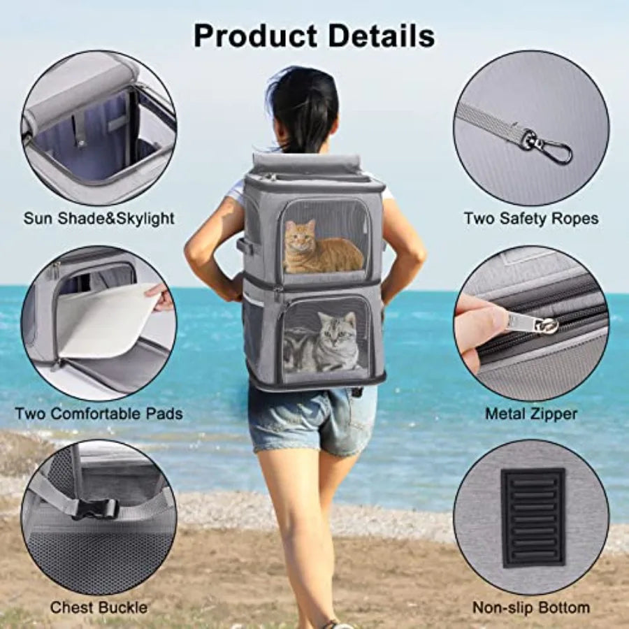2-In-1 Pet Carrier Backpack For Small Cats And Dogs, Ventilated Travel
