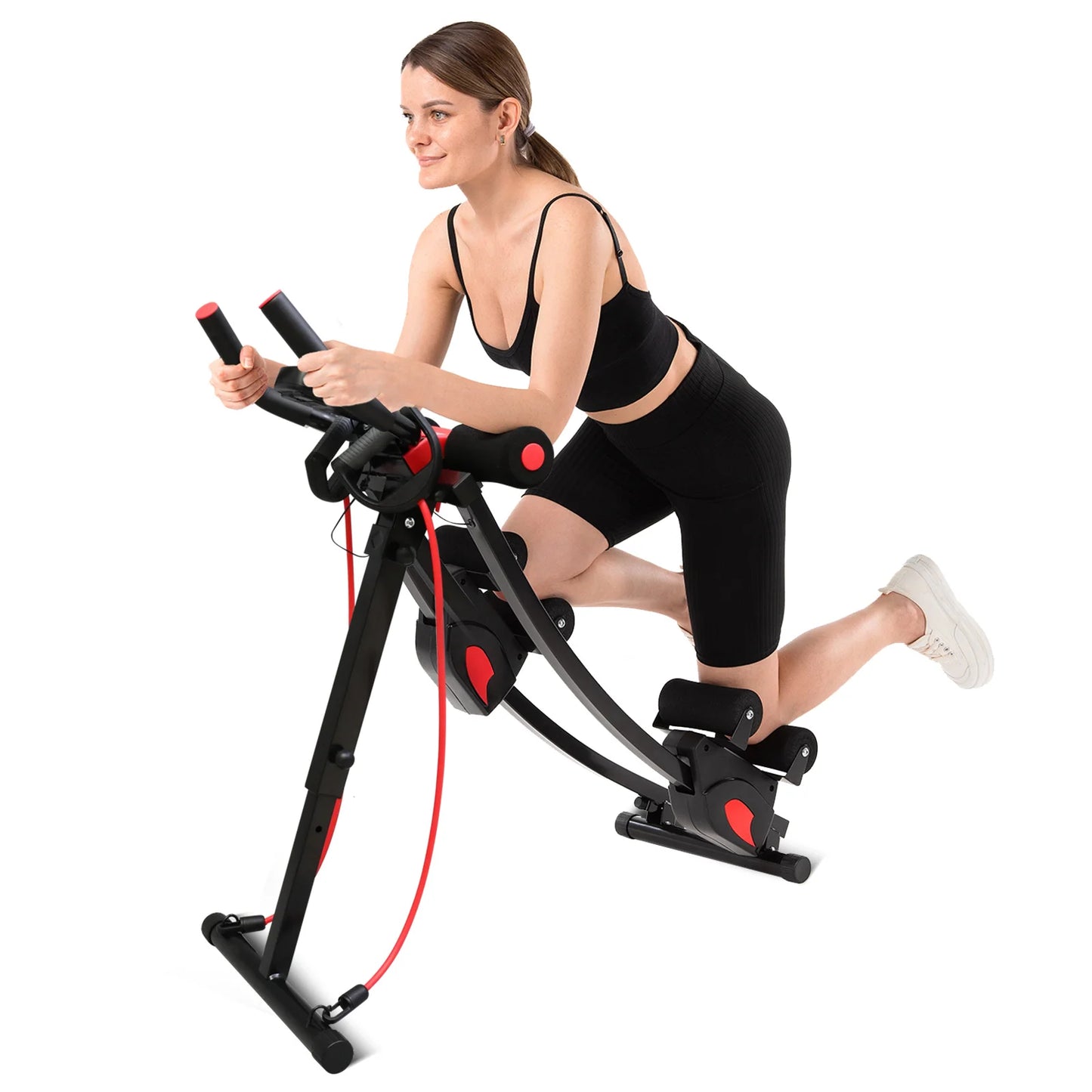 Abdominal Curling Exercise Machine With Adjustable Dual Track Trainer
