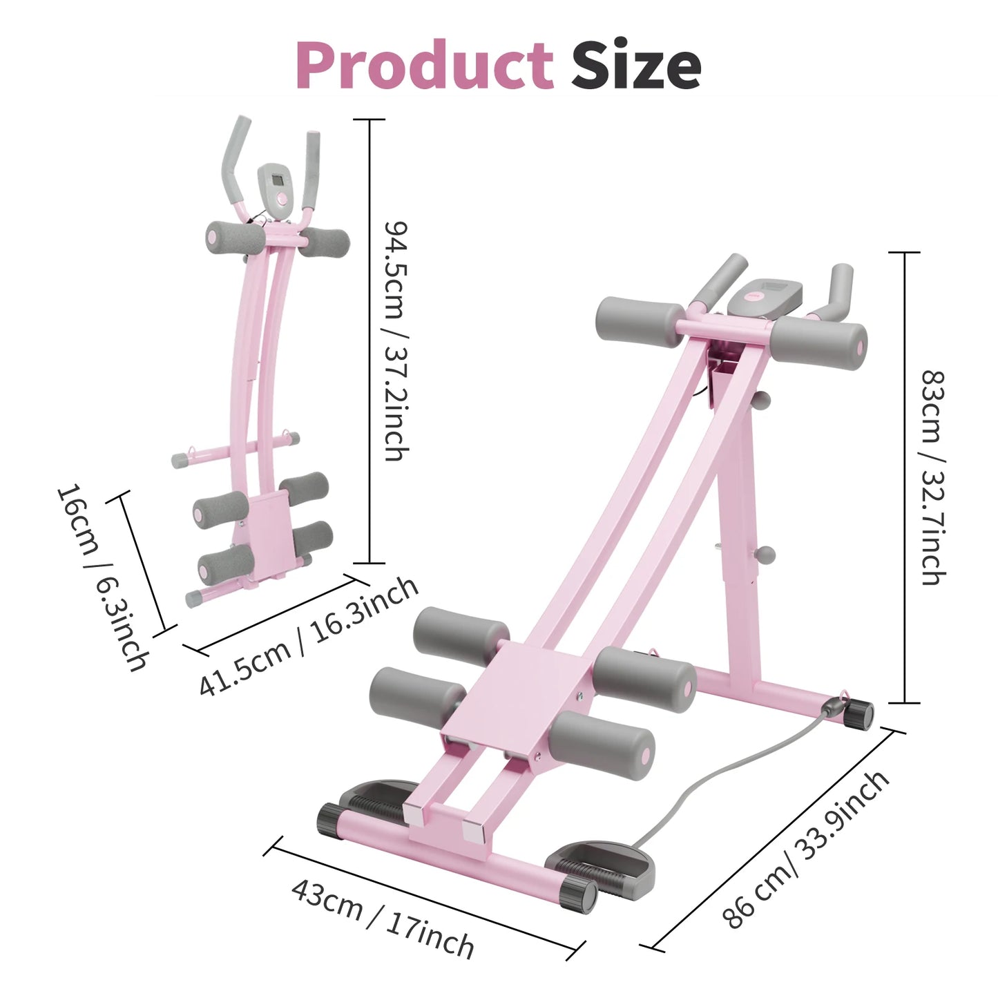 Abdominal Curling Exercise Machine With Adjustable Dual Track Trainer