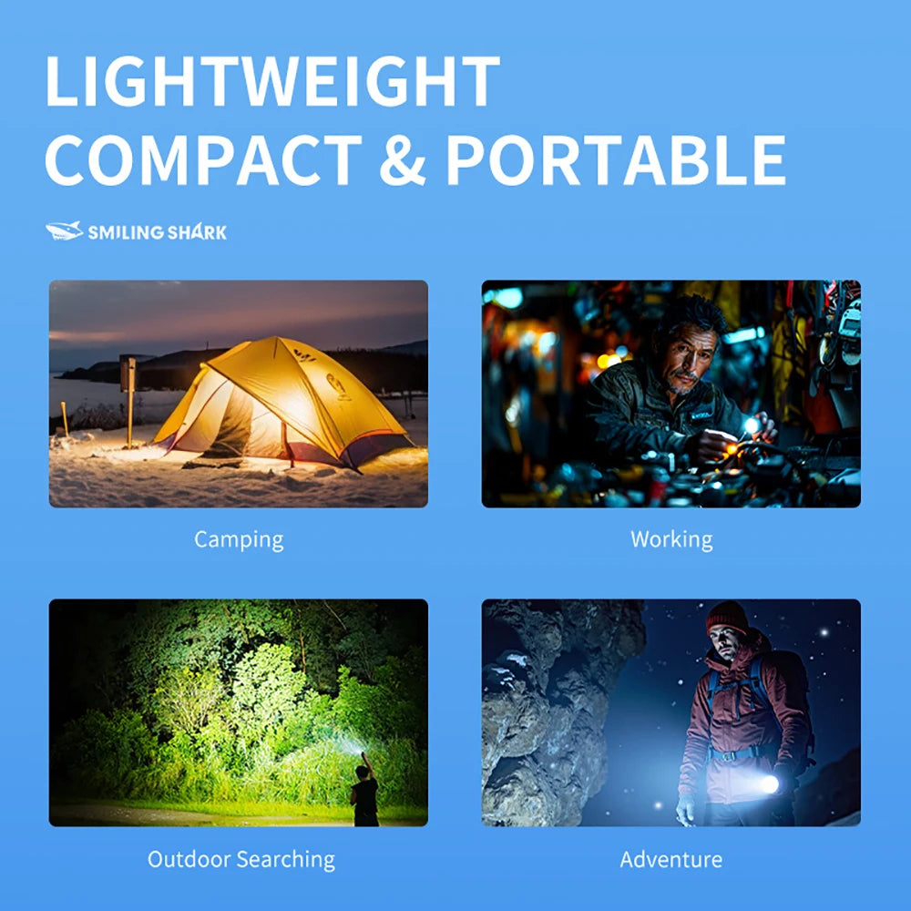 1pc Smiling Shark SD-5317 LED Flashlight, Super Bright Handheld Flashlight, Long-lasting Flash Light Rechargeable for Outdoors