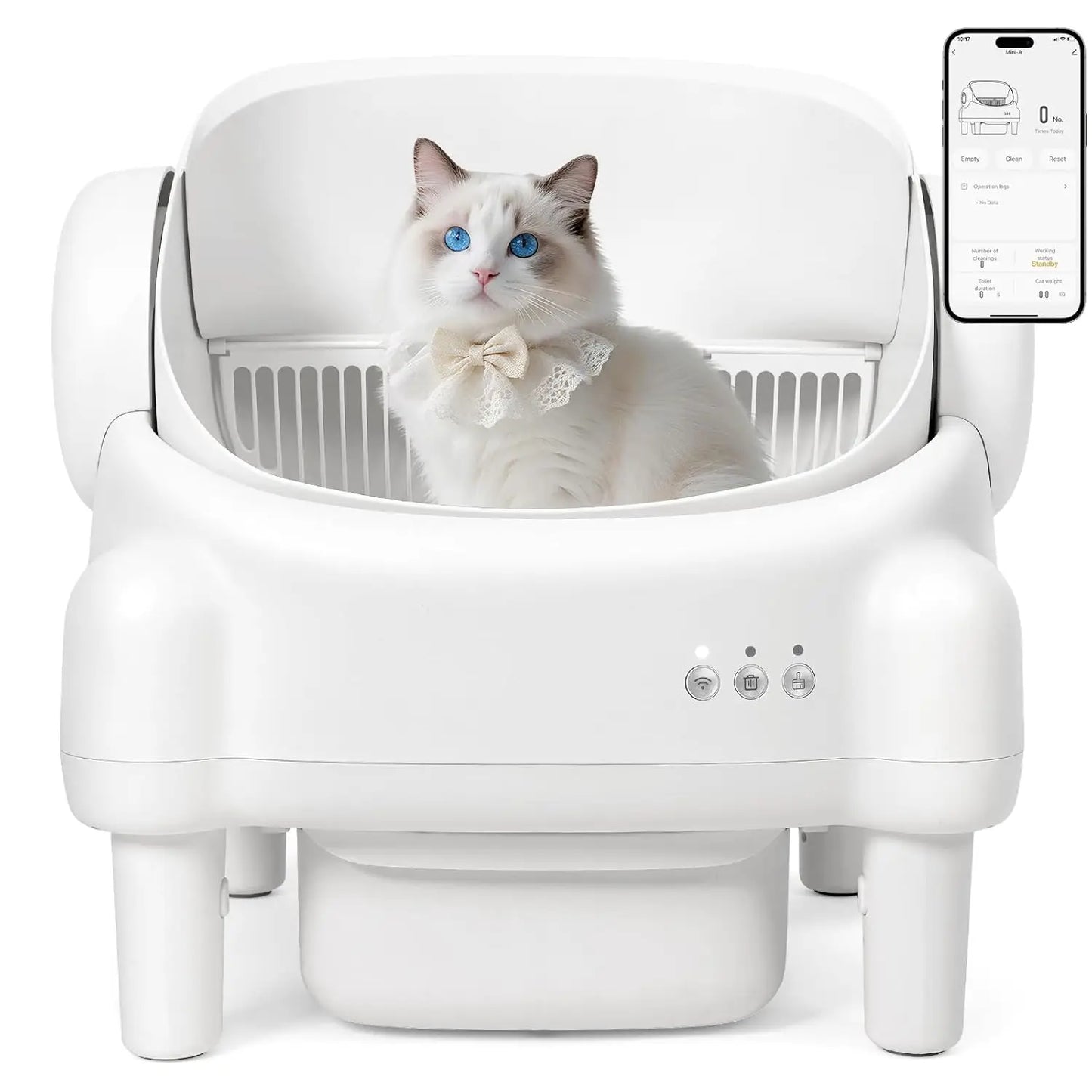 Self Cleaning Litter Box With App Control And Safety Sensors