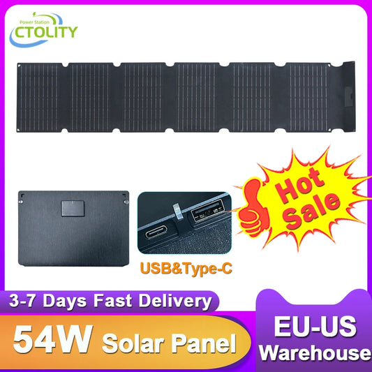 CTOLITY 54W ETFE Portable Folding Solar Panel USB C