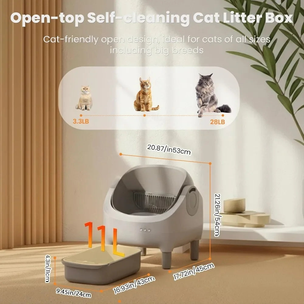Self Cleaning Automatic Cat Litter Box With Raised Step
