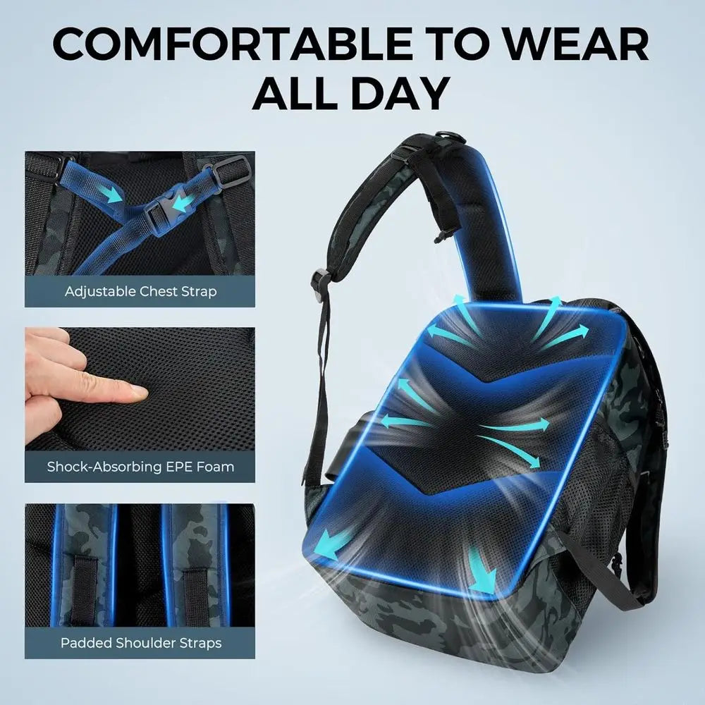 Water-Resistant Fishing Tackle Backpack With Rod Holders