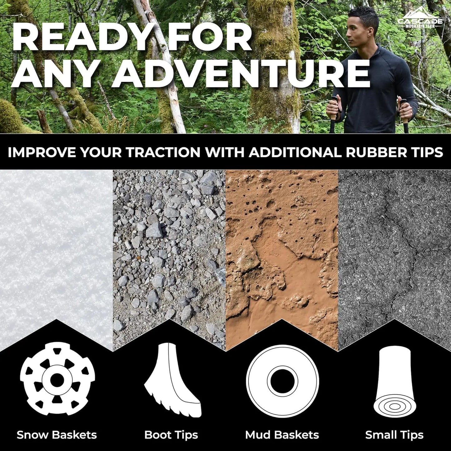 Carbon Fiber Trekking Poles Lightweight Adjustable With Quick Lock System