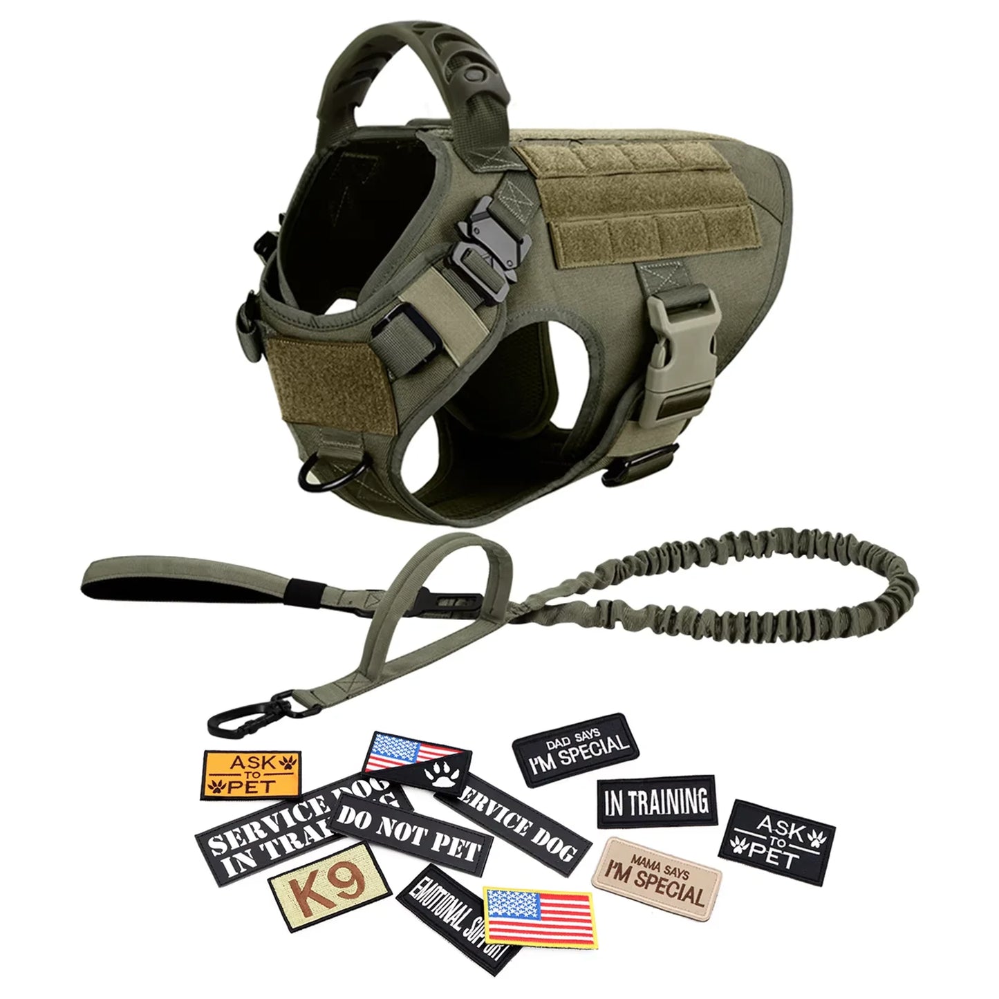 Military Dog Harness Vest Set For Malinois Training Tactical Accessories