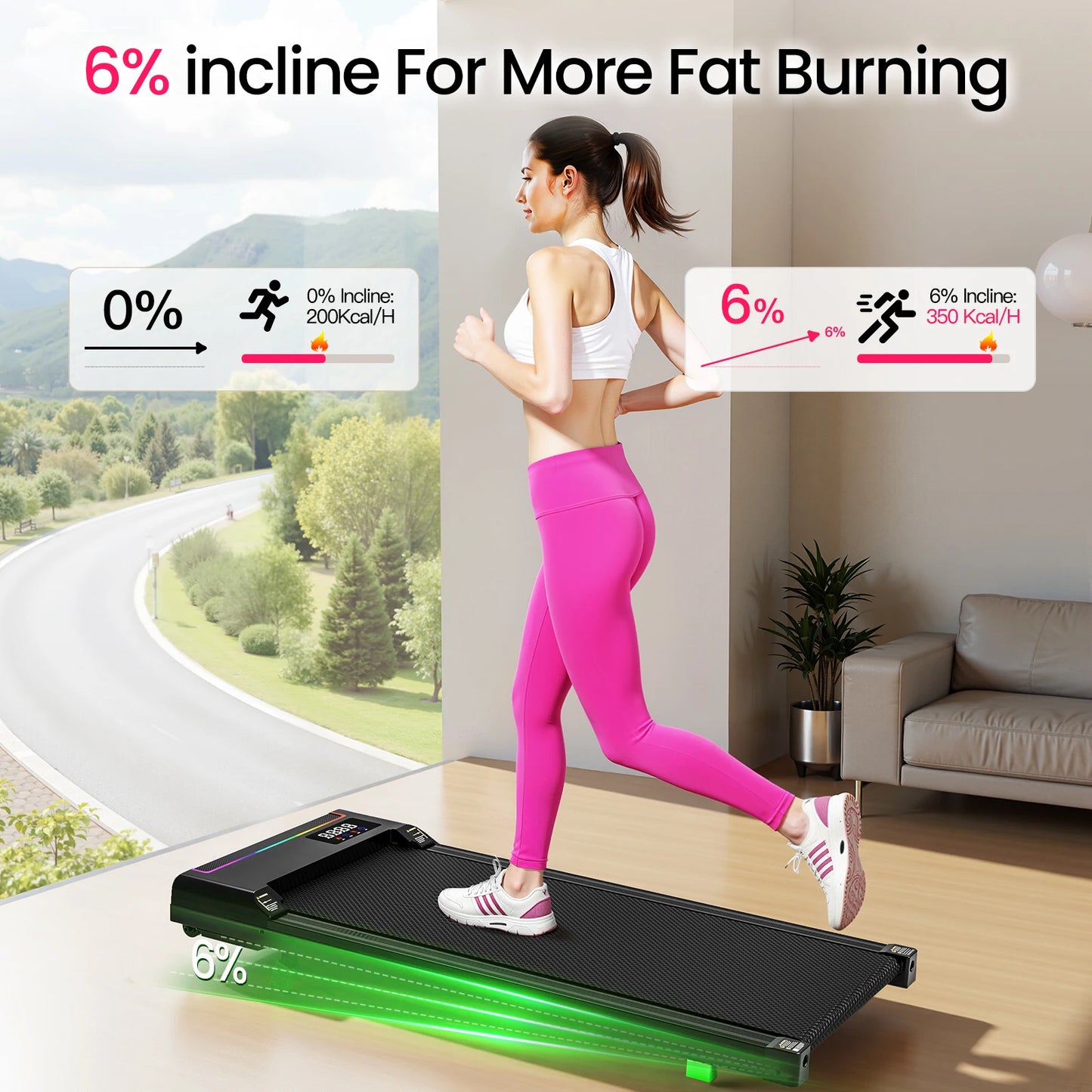 AKLUER Walking Pad Treadmill 330lbs Capacity, 2.5HP Under Desk Portable