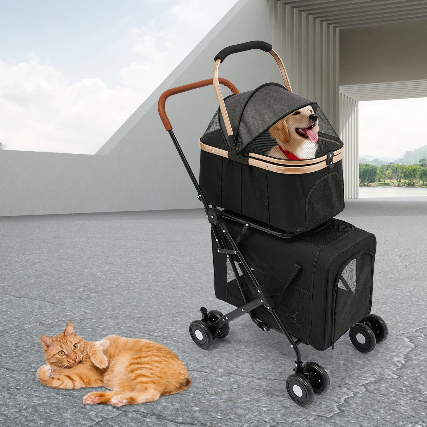 Bymaocar Foldable Pet Stroller for Cats and Dogs