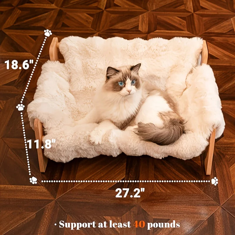 Elevated Solid Wood Pet Couch Bed Cat and Dog Sofa