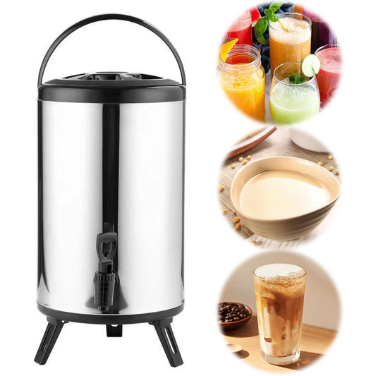 Stainless Steel Party Beverage Storage Container 6/8L with Faucet Milk Tea Buckets Hot Coffee Insulated Barrel for Hot Beverages