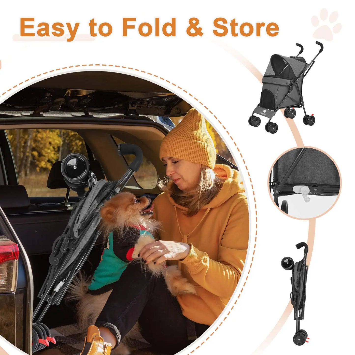 Portable Travel Dog Stroller For Small Pets
