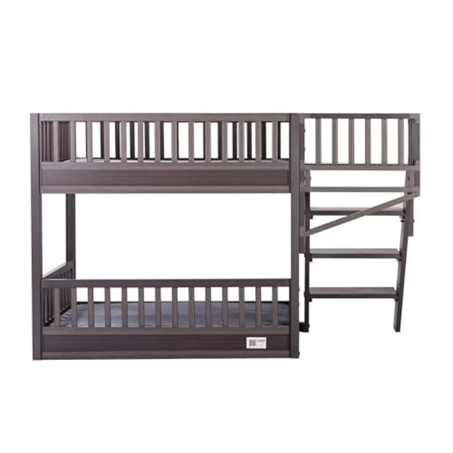 ECOFLEX Aspen Dog Bunk Bed in Grey Memory Foam Cushions with Wide Stairs Non-Toxic Materials Easy Assembly for Pet Comfort