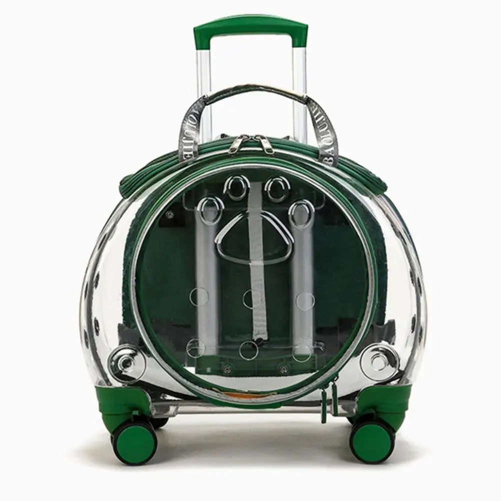 Pet Trolley Carrier Backpack With Clear Ventilation Holes Silent Wheels