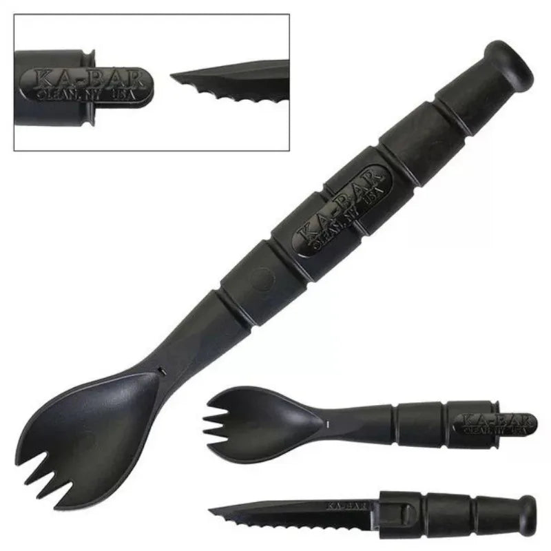 Tactical Mini Cutlery Set EDC Outdoor Multitool Fork Spoon Knife
