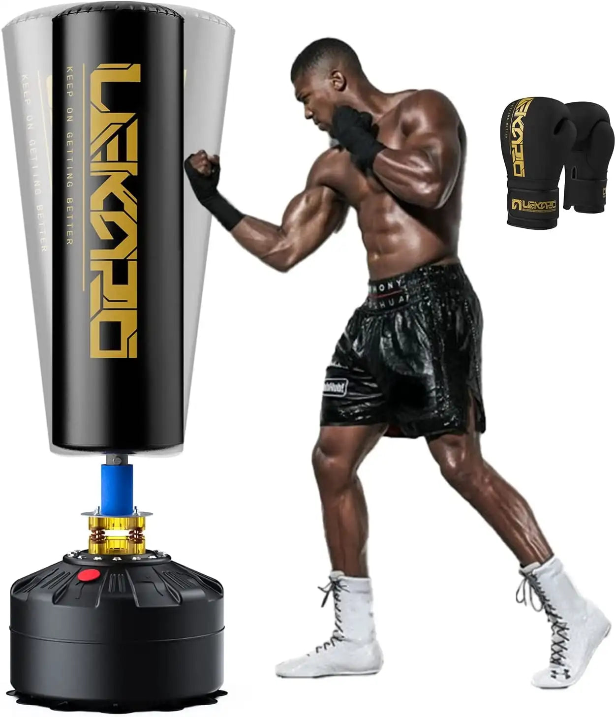 LEKARO Standing Boxing Post With Gloves Sandbag Training