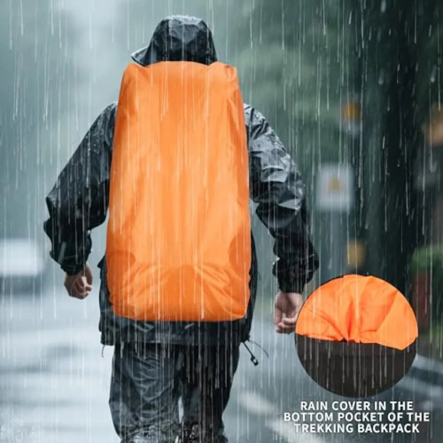 Hiking Backpack With Rain Cover Waterproof Camping For Men Women