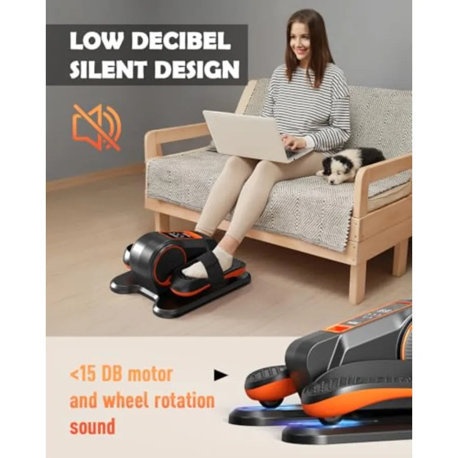 Under Desk Electric Elliptical Leg Exerciser for Seniors 13 Adjustable Speeds Quiet Portable Seated Pedal Trainer with Remote C