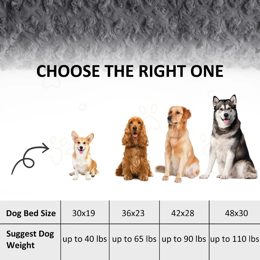 Lux Velvet Dog Bed For Dogs With Non Slip Bottom Crate Friendly