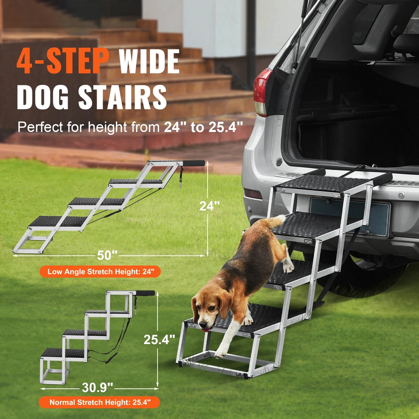 SucceBuy Car Dog Steps Folding Portable Pet Stairs 150 Lbs