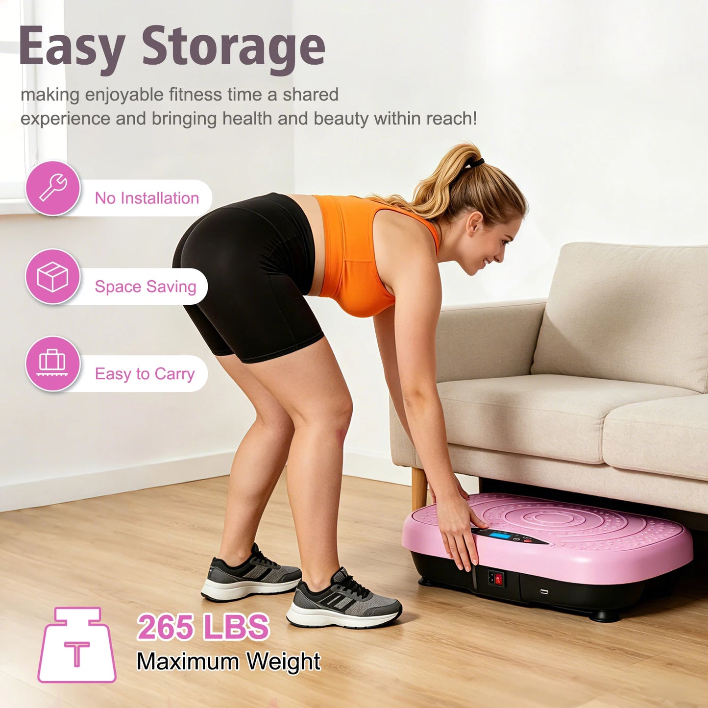 Portable Vibration Plate Exercise Machine With Bluetooth Bands And Straps