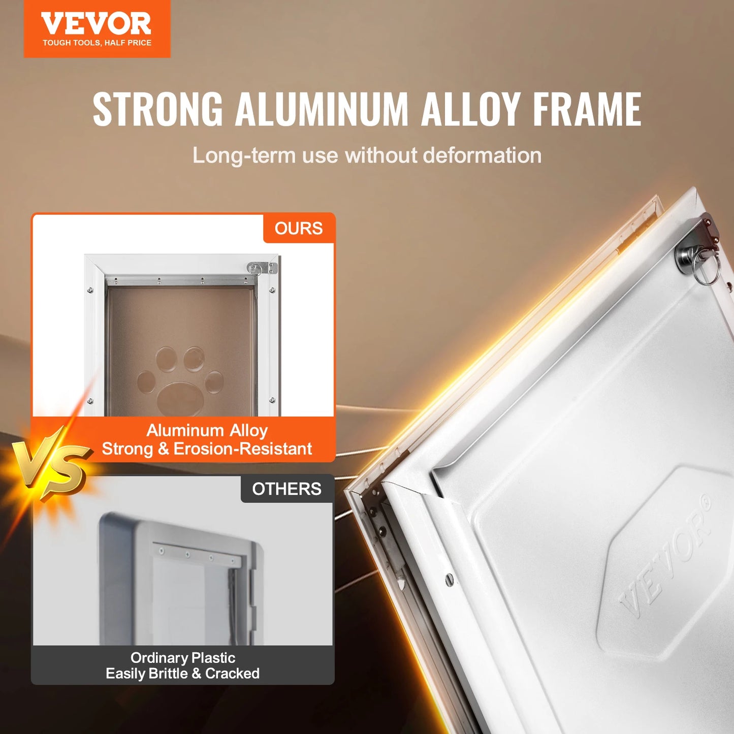 SucceBuy Pet Door Aluminum Frame With Lock And Flap System