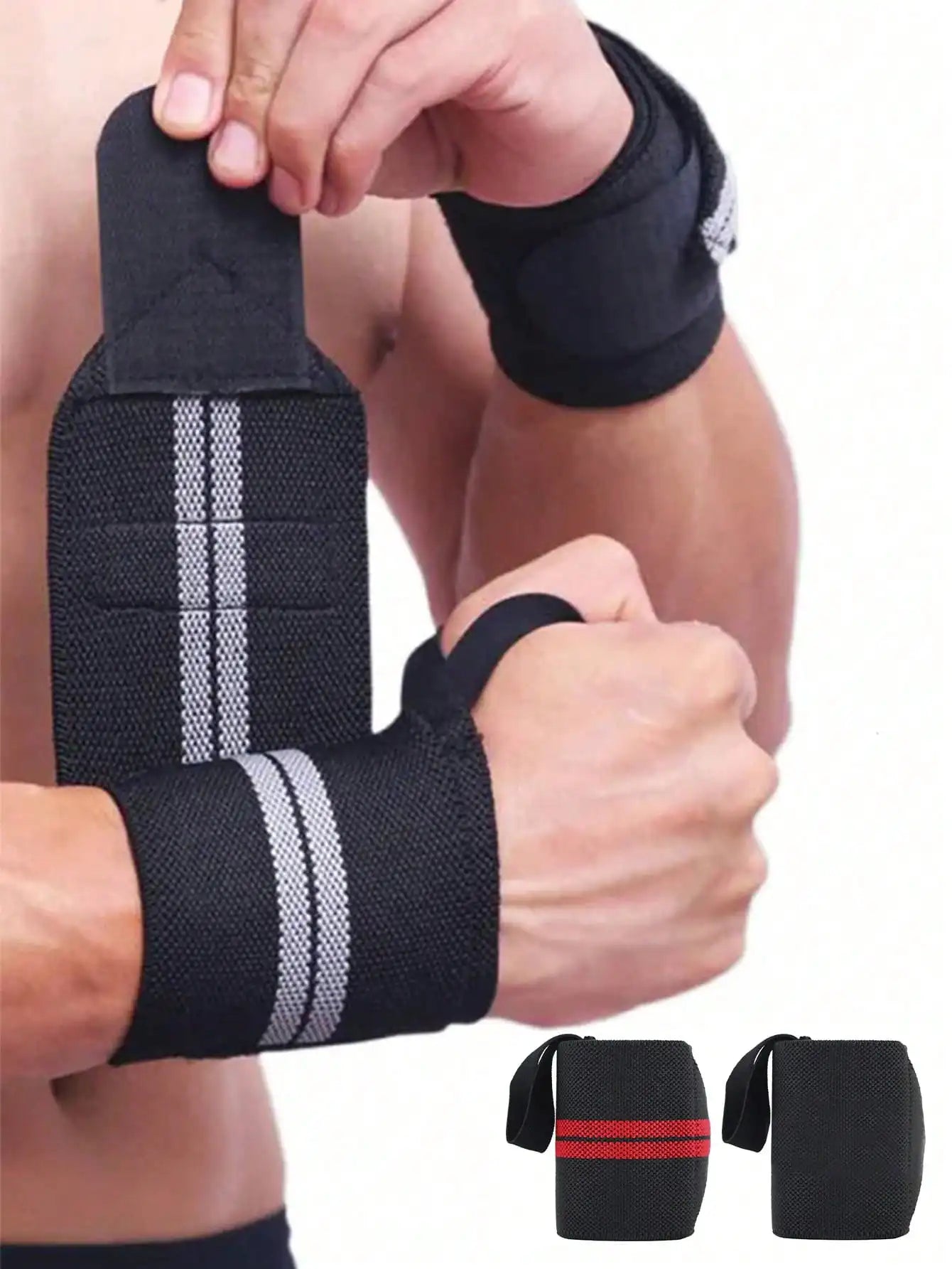 Elastic Wrist Wraps and Support Brace for Gym Weightlifting