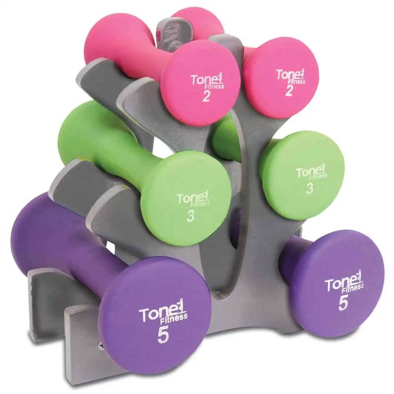 Hourglass Neoprene Dumbbell Set With A-Frame Non-Slip Grips
