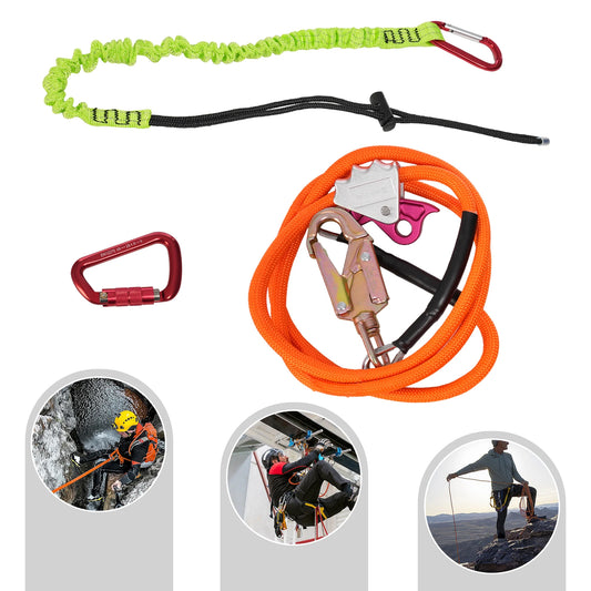 Sling Tree Descent Sling Rope 5/8 Inches -8 Feet/14 Feet with Triple Locking Carabiner Adjuster Orange/For Climbing Rescue