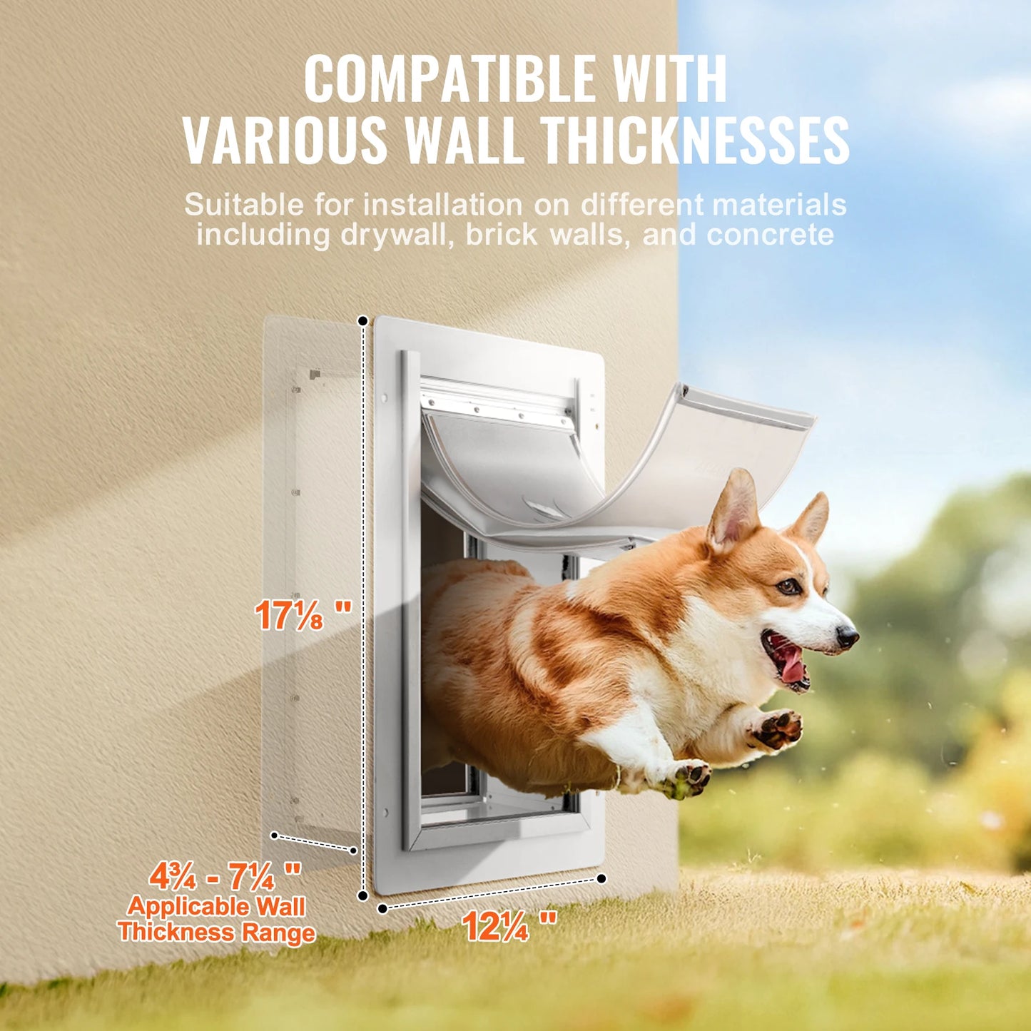 Pet Door With Metal Frame Lock System Three Flap Weatherproof