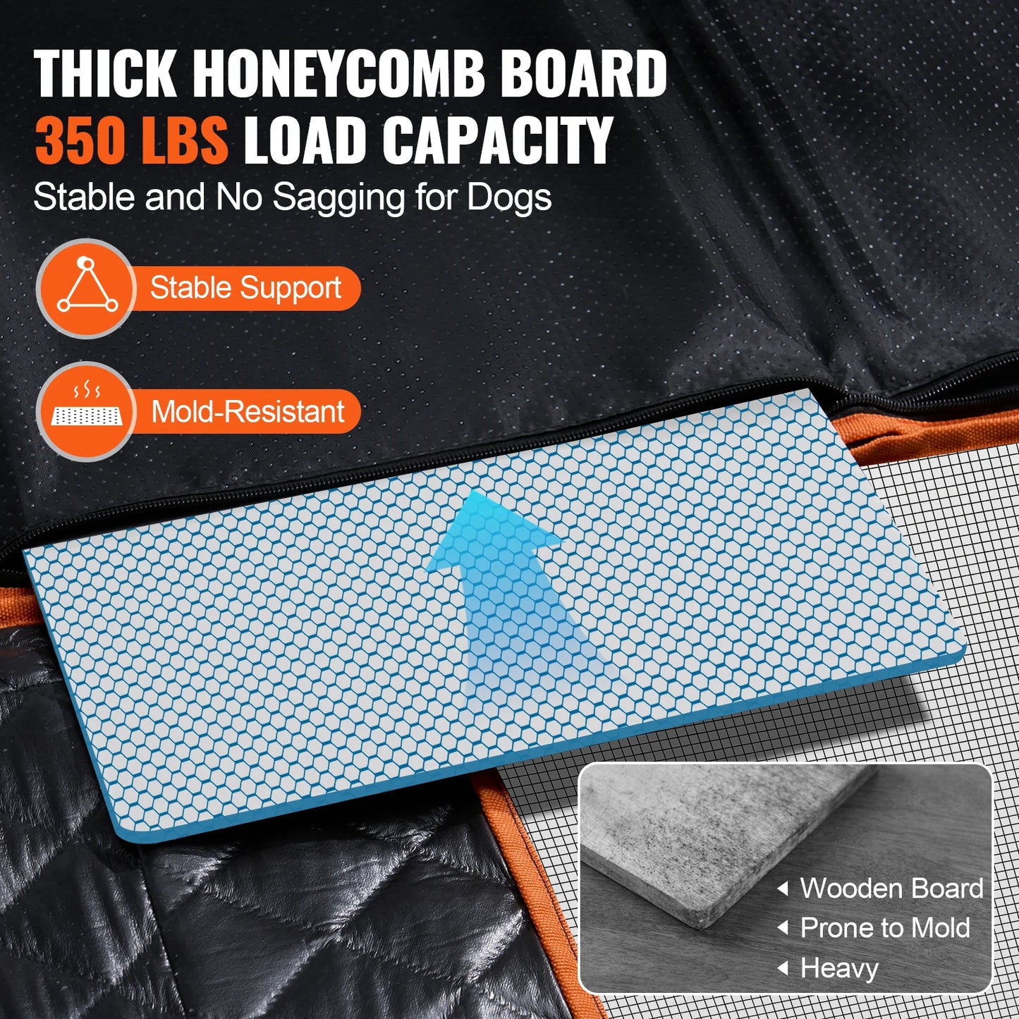 SucceBuy Back Seat Extender Dog Car Cover With Mesh Window Storage Pocket 350lb