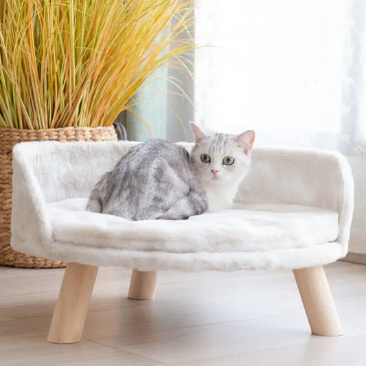 Luxury Soft Cat Bed With Plush Fabric Washable Nesting Bed
