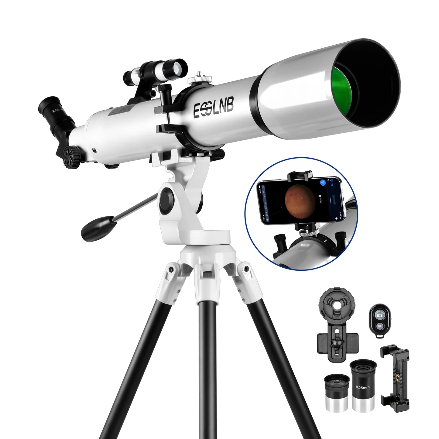 ESSLNB 80mm Aperture 700mm Astronomy Telescope with Phone Adapter Wireless Remote Stargazing Phone Mount for Beginners Adults
