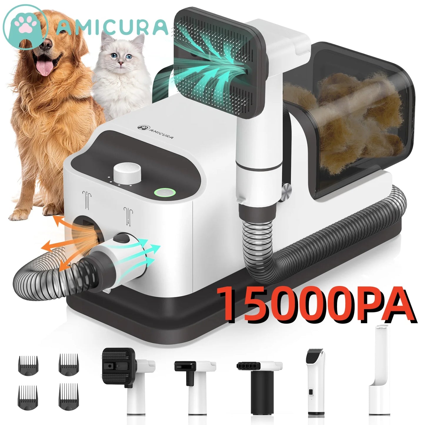 P1 Pet Grooming Vacuum And Premium Hair Dryer Kit Set