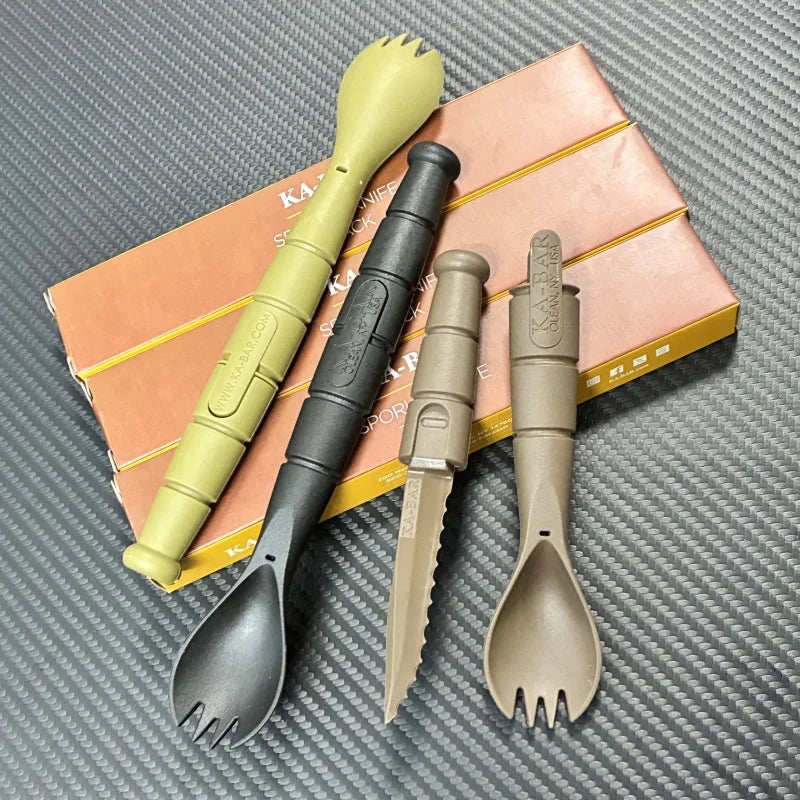 Mini Tactical Cutlery Set EDC Fork Spoon Knife for Camping